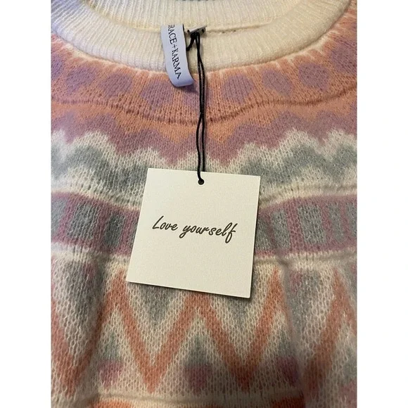 NWT Grace+Karma Love Yourself Knit Sweater Women's Cream 1X - Picture 11 of 11